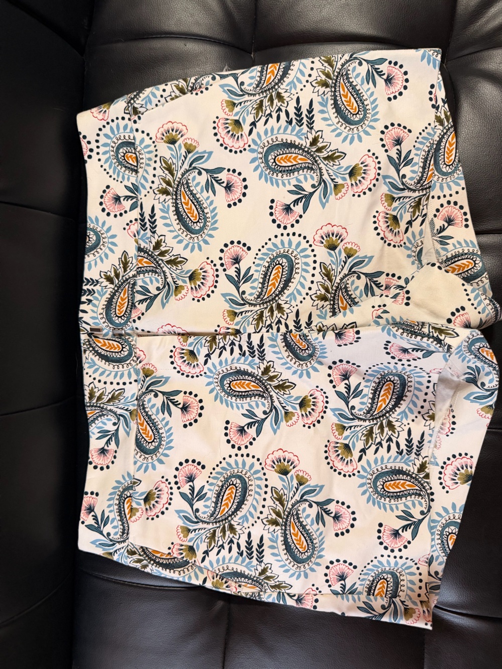 LOFT Paisley Print Cotton Blend Shorts in White, Blue, Pink
